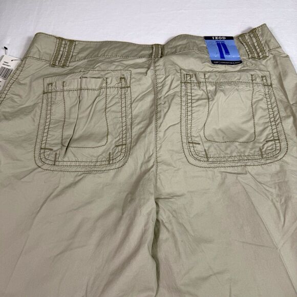 Izod Womens Convertible Pant Khaki Beige Tan Size 12 Petite 100% Cotton NWT Hike - Picture 13 of 14